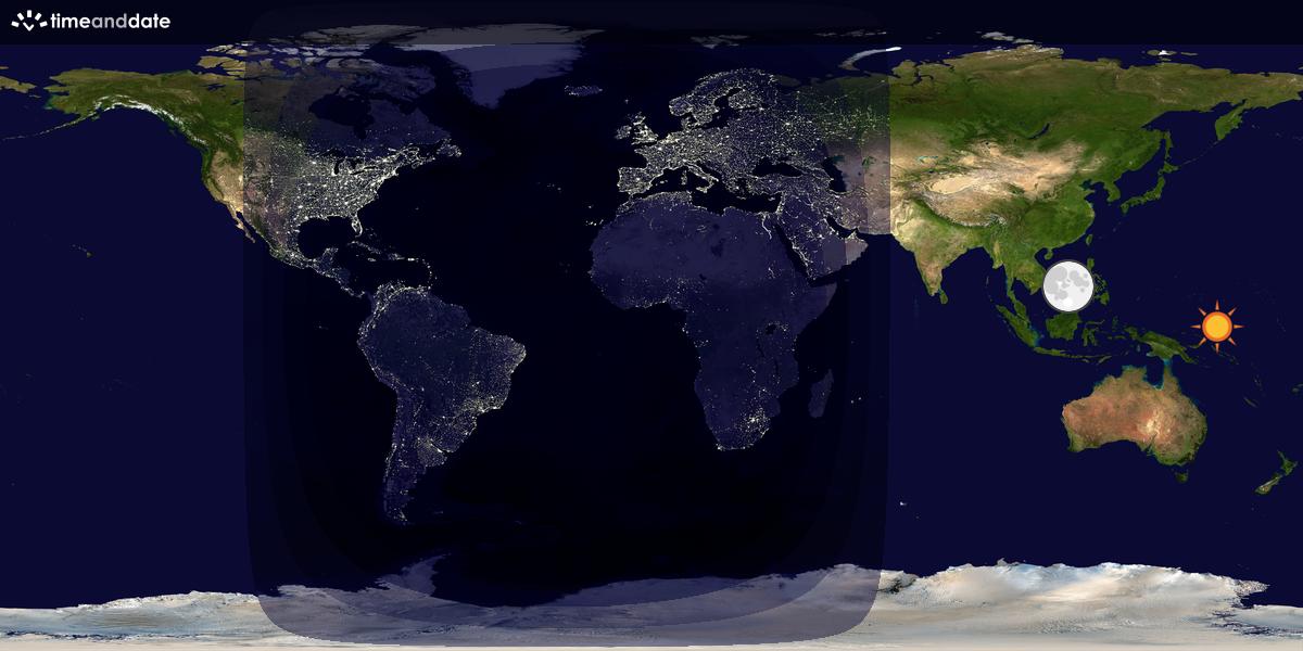 Verdenskart som viser dag og natt 