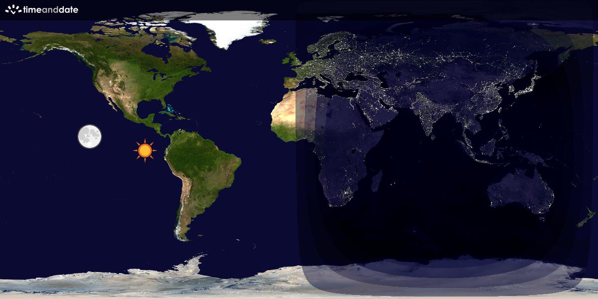 Verdenskart som viser dag og natt 