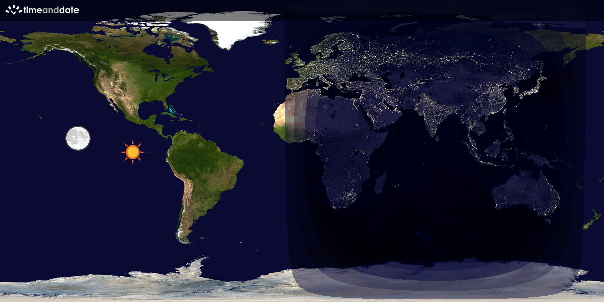 Verdenskart som viser dag og natt 