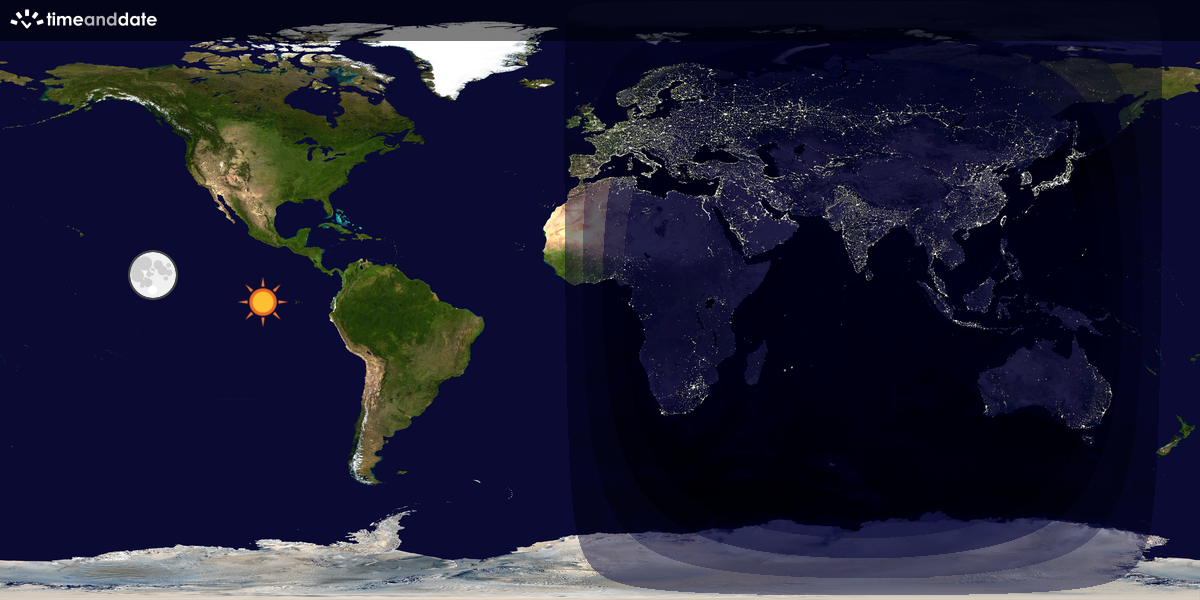 Verdenskart som viser dag og natt 