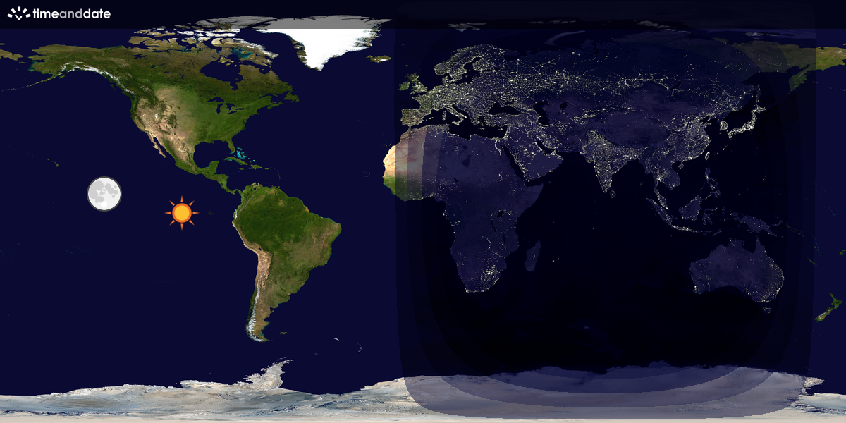 Verdenskart som viser dag og natt 