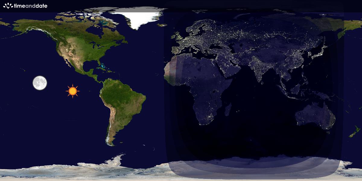 Verdenskart som viser dag og natt 