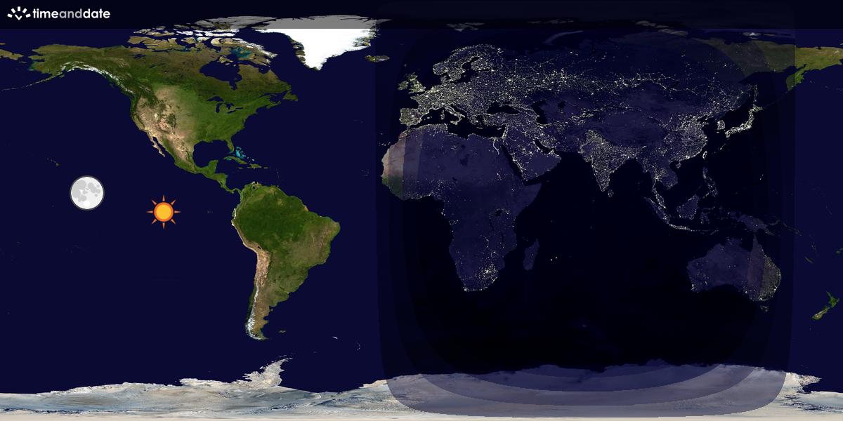 Verdenskart som viser dag og natt 