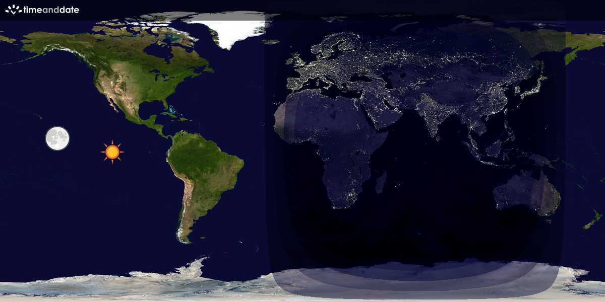 Verdenskart som viser dag og natt 