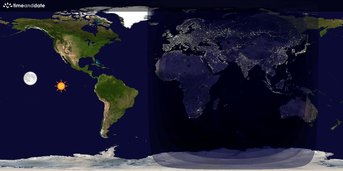 Verdenskart som viser dag og natt 