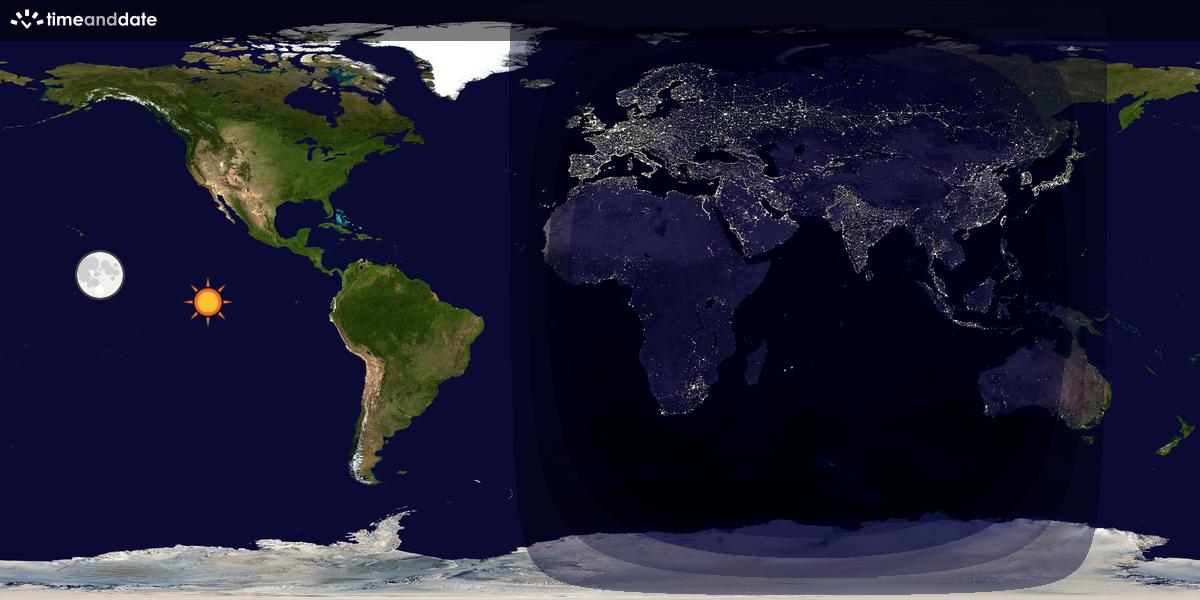 Verdenskart som viser dag og natt 