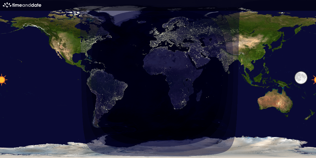 Verdenskart som viser dag og natt 