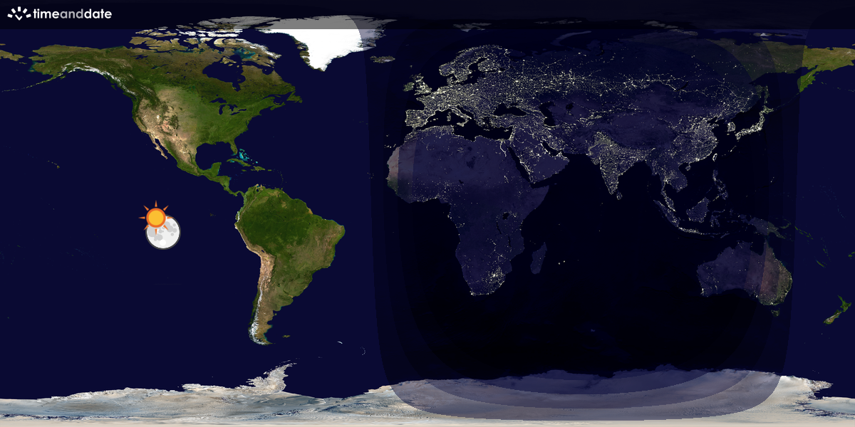 Verdenskart som viser dag og natt 