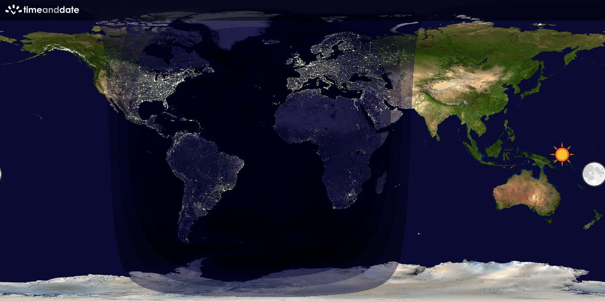 Verdenskart som viser dag og natt 