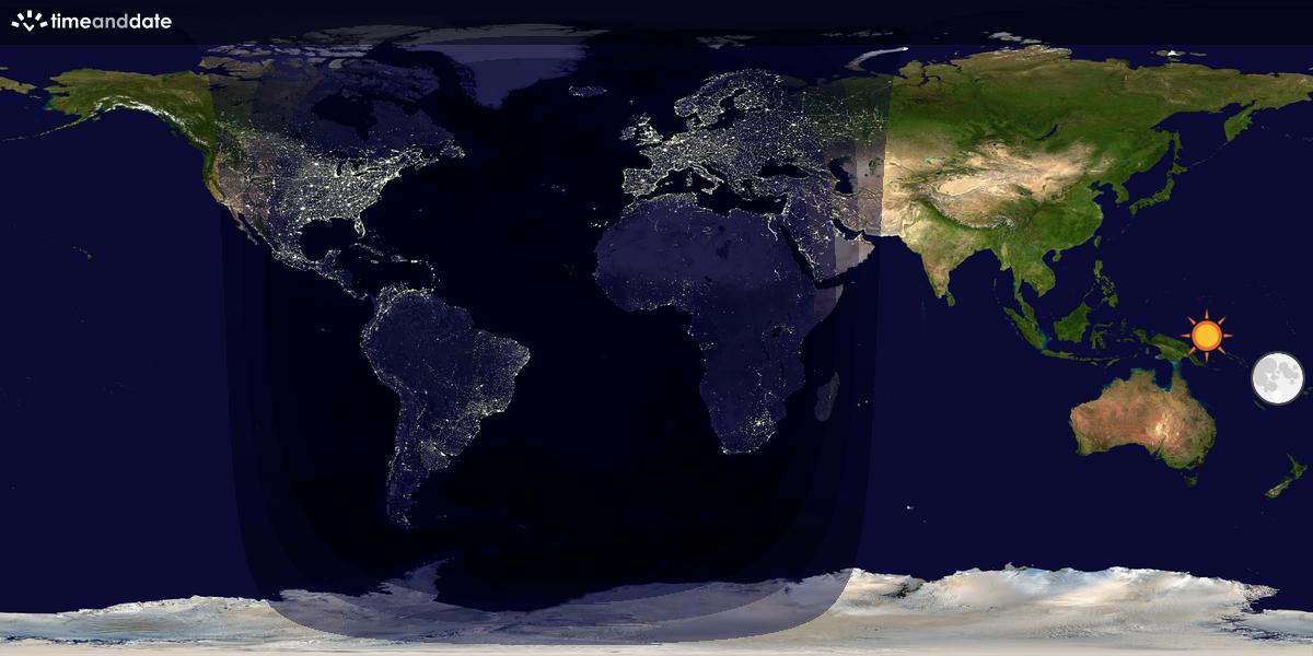 Verdenskart som viser dag og natt 