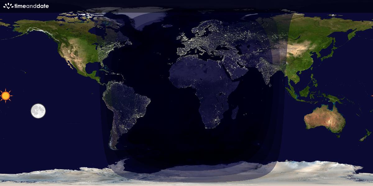 Verdenskart som viser dag og natt 