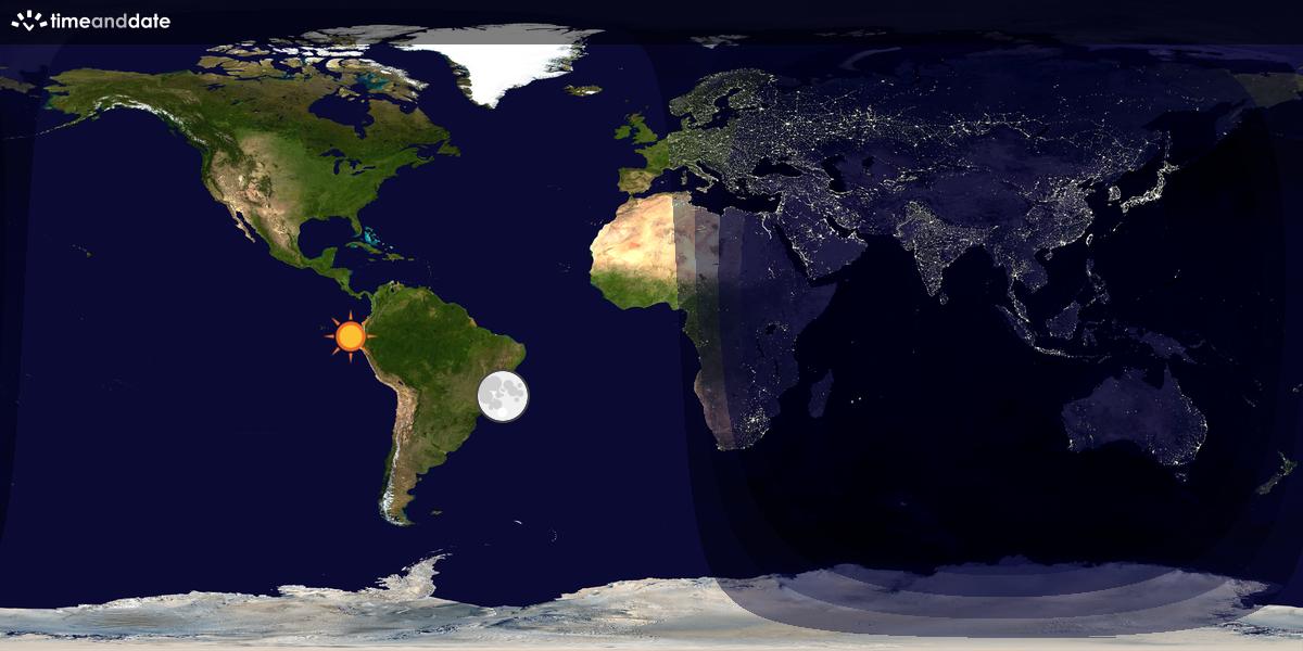 Verdenskart som viser dag og natt 