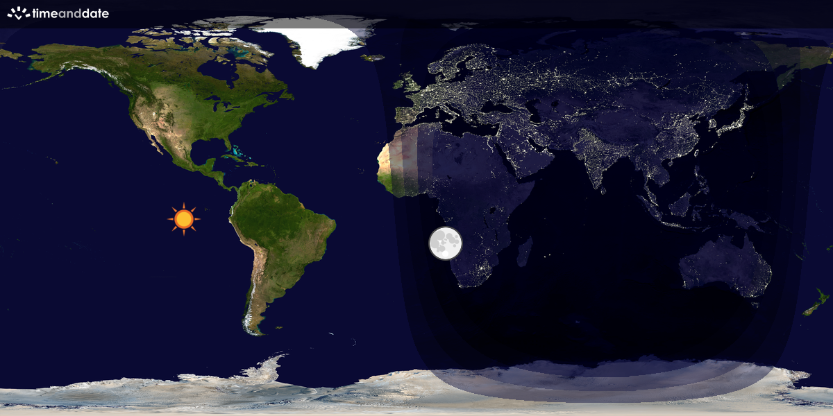 Verdenskart som viser dag og natt 