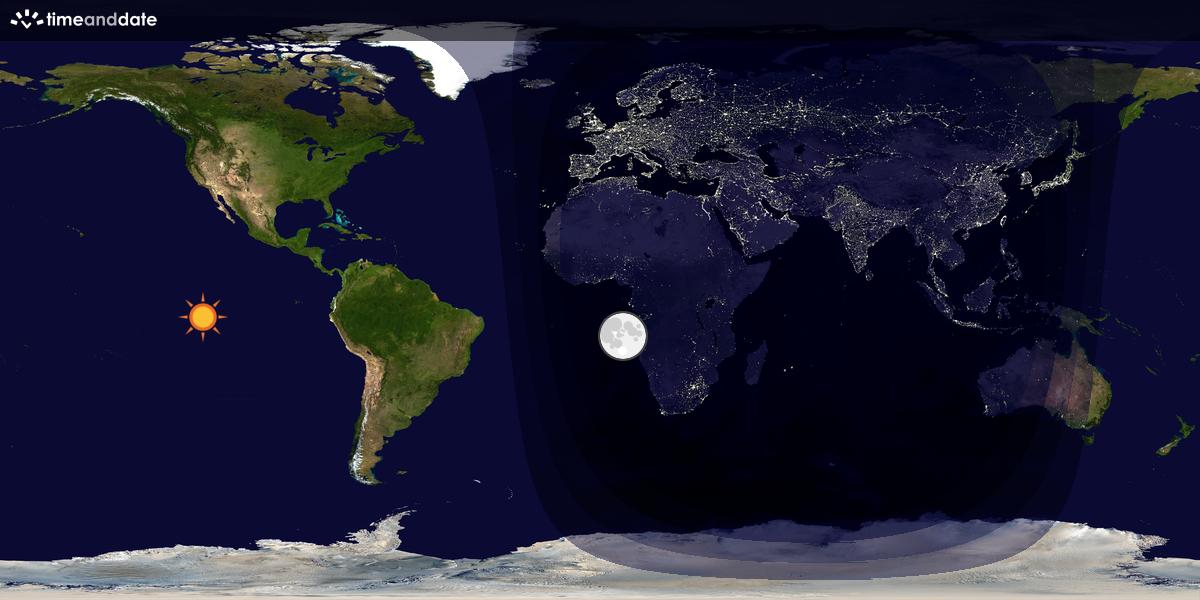Verdenskart som viser dag og natt 