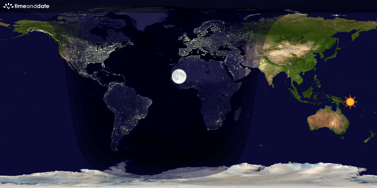 Verdenskart som viser dag og natt 