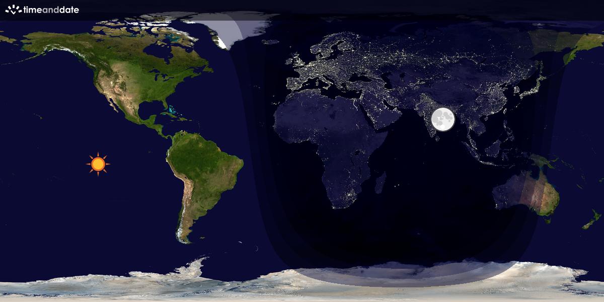 Verdenskart som viser dag og natt 