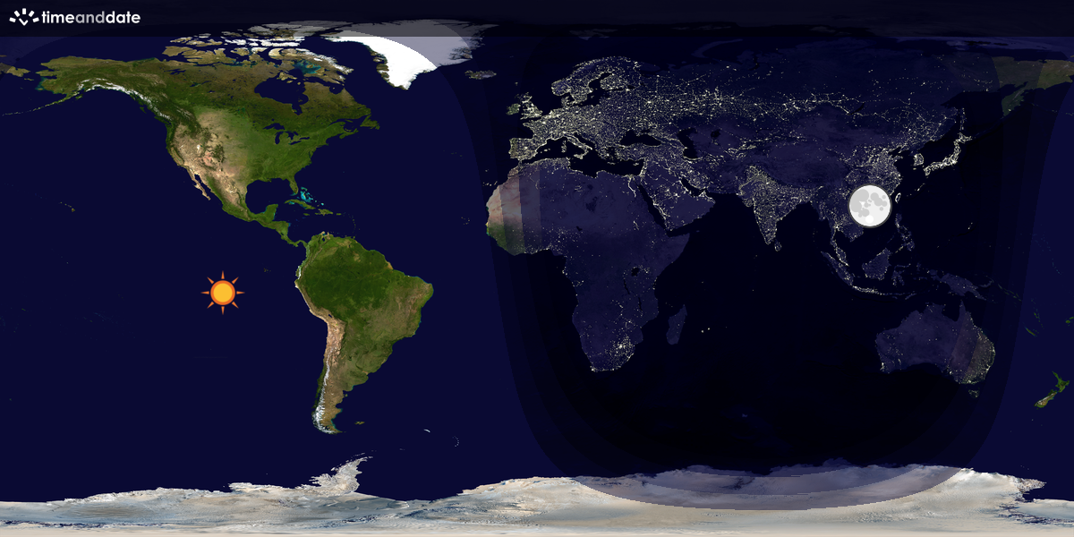 Verdenskart som viser dag og natt 