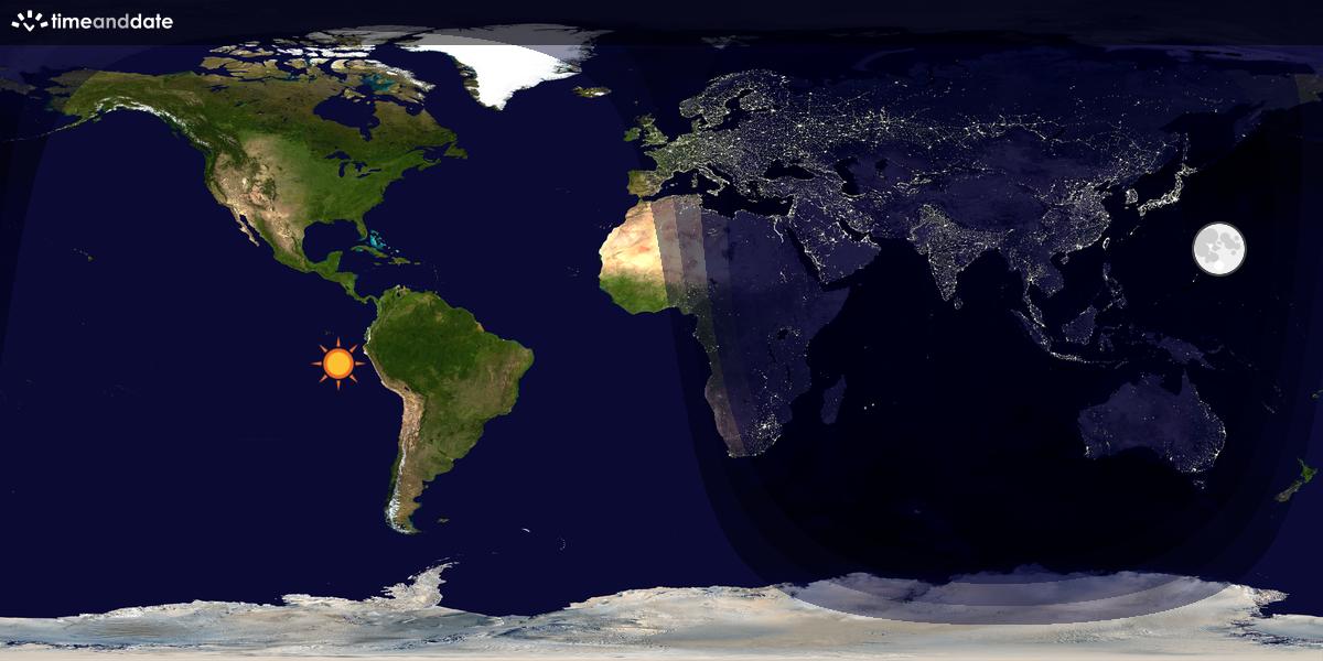 Verdenskart som viser dag og natt 