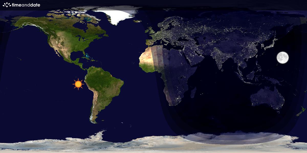 Verdenskart som viser dag og natt 