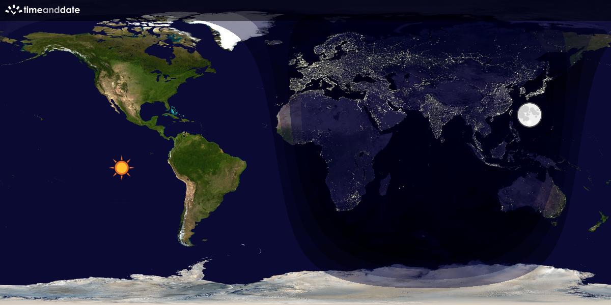 Verdenskart som viser dag og natt 