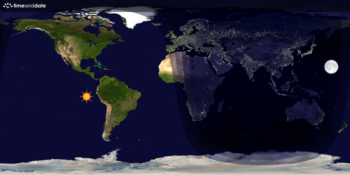 Verdenskart som viser dag og natt 