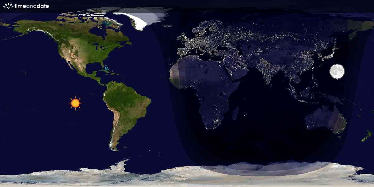 Verdenskart som viser dag og natt 
