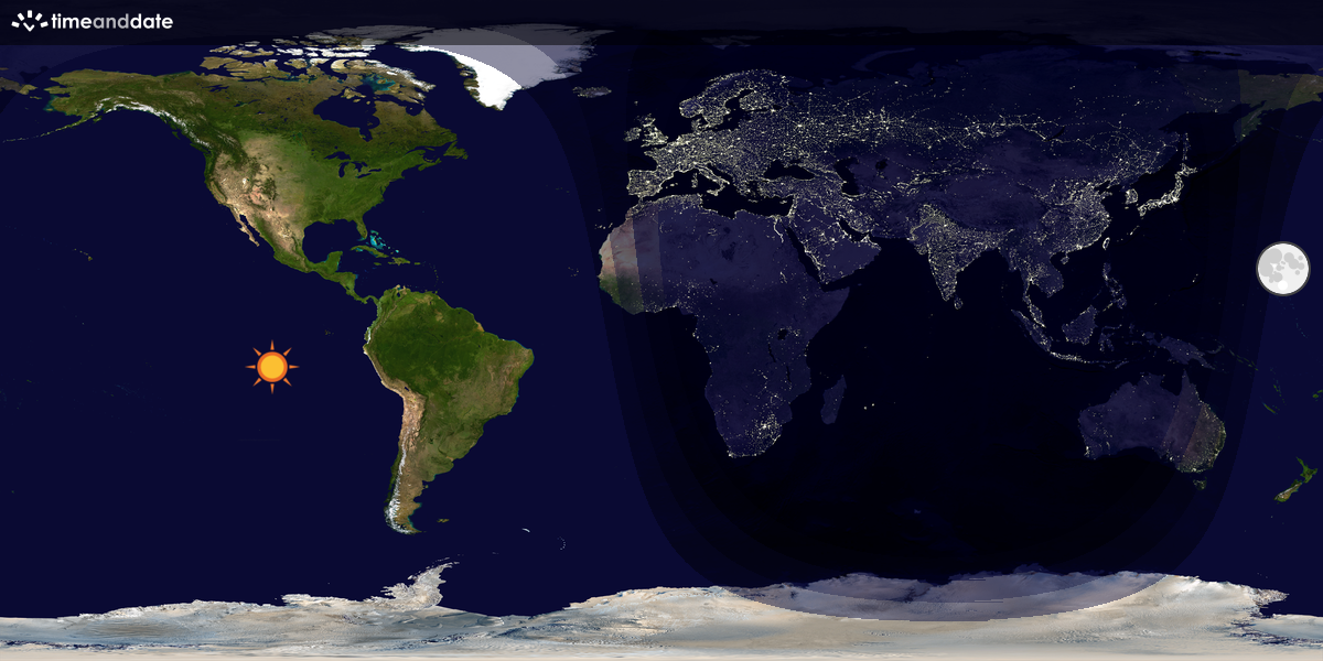 Verdenskart som viser dag og natt 