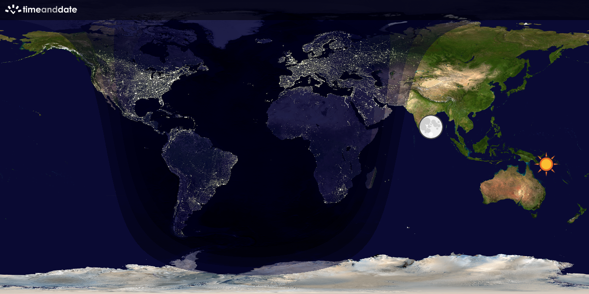 Verdenskart som viser dag og natt 