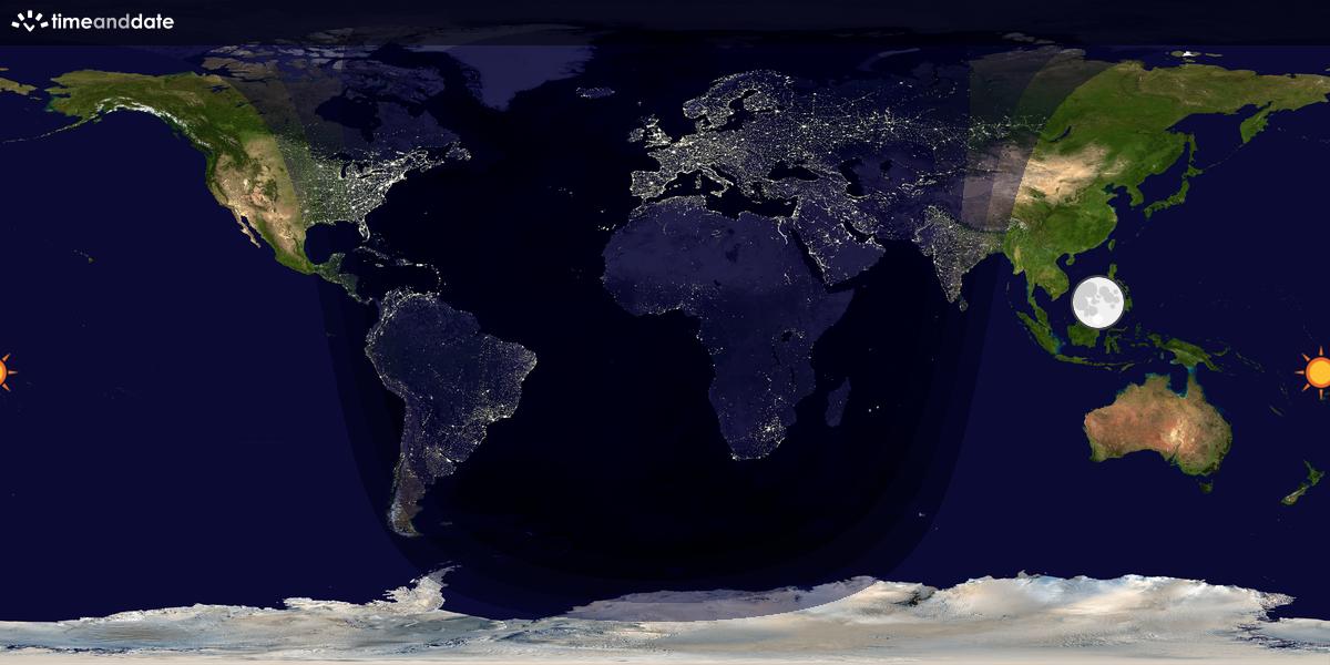 Verdenskart som viser dag og natt 