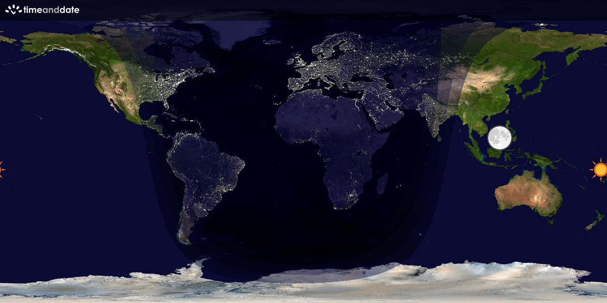 Verdenskart som viser dag og natt 