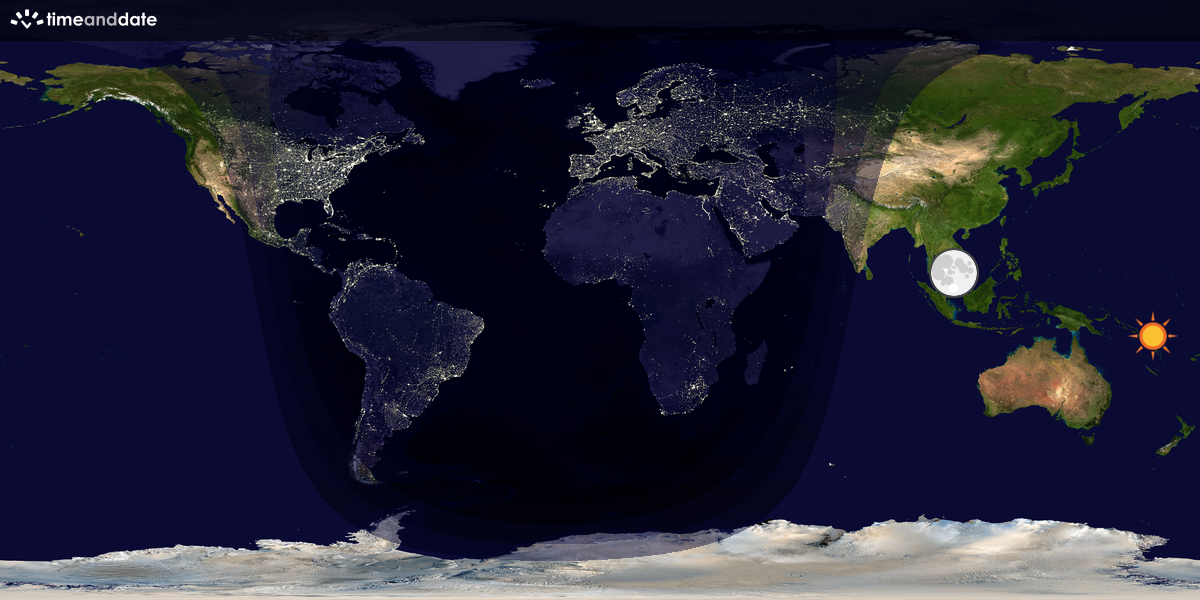 Verdenskart som viser dag og natt 