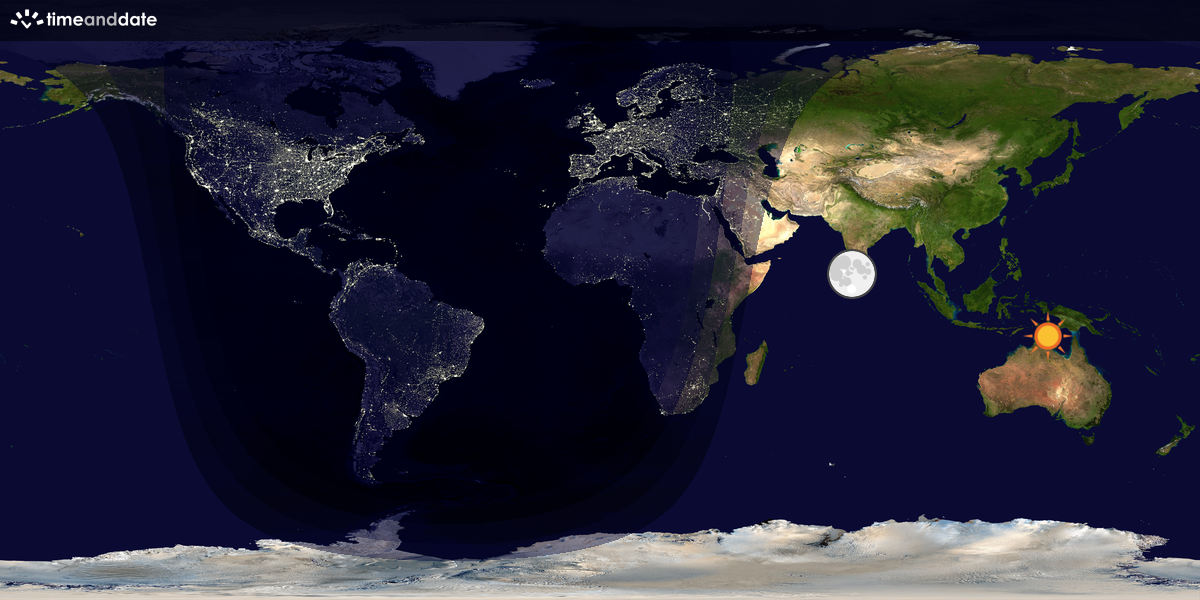 Verdenskart som viser dag og natt 