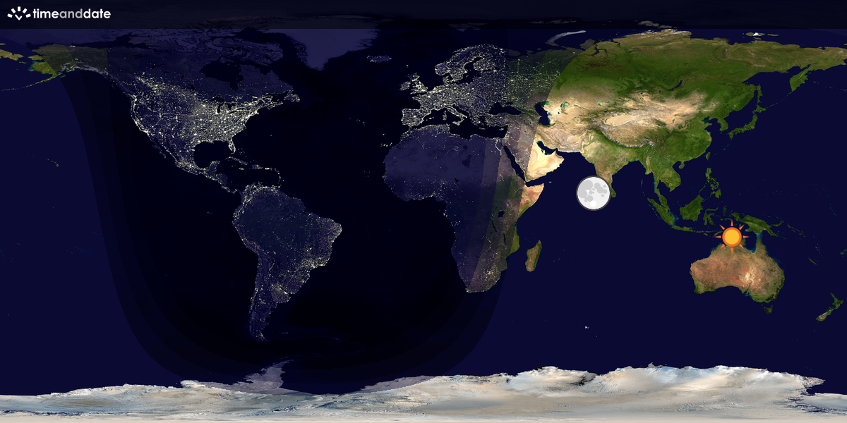 Verdenskart som viser dag og natt 
