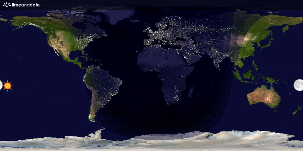 Verdenskart som viser dag og natt 