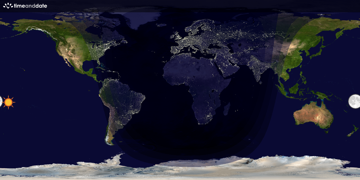 Verdenskart som viser dag og natt 