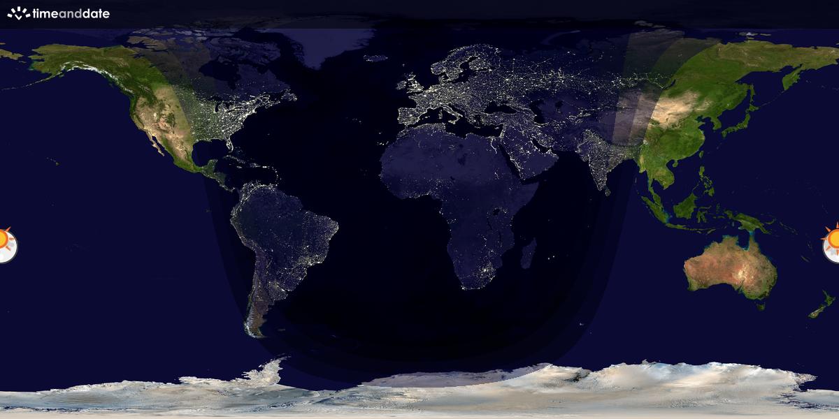 Verdenskart som viser dag og natt 