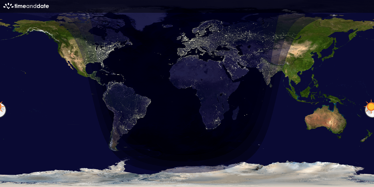 Verdenskart som viser dag og natt 