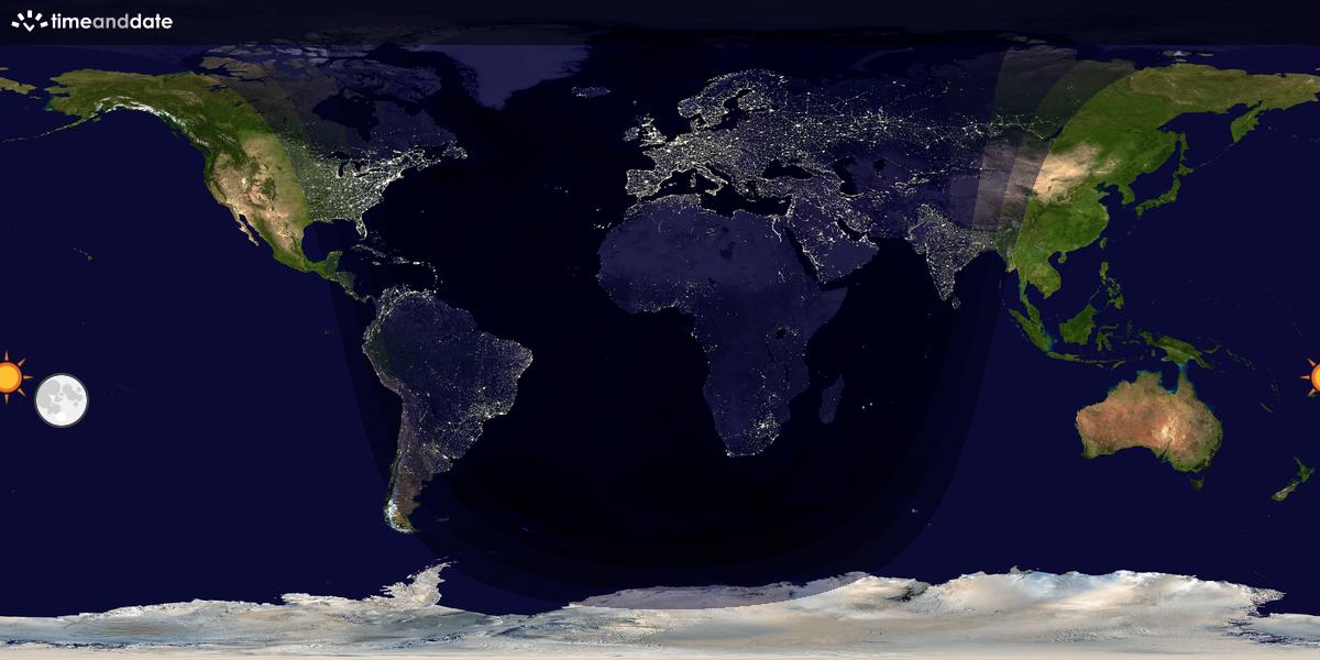 Verdenskart som viser dag og natt 