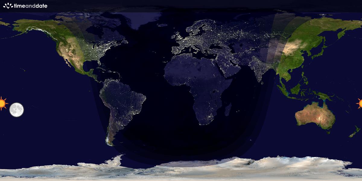 Verdenskart som viser dag og natt 