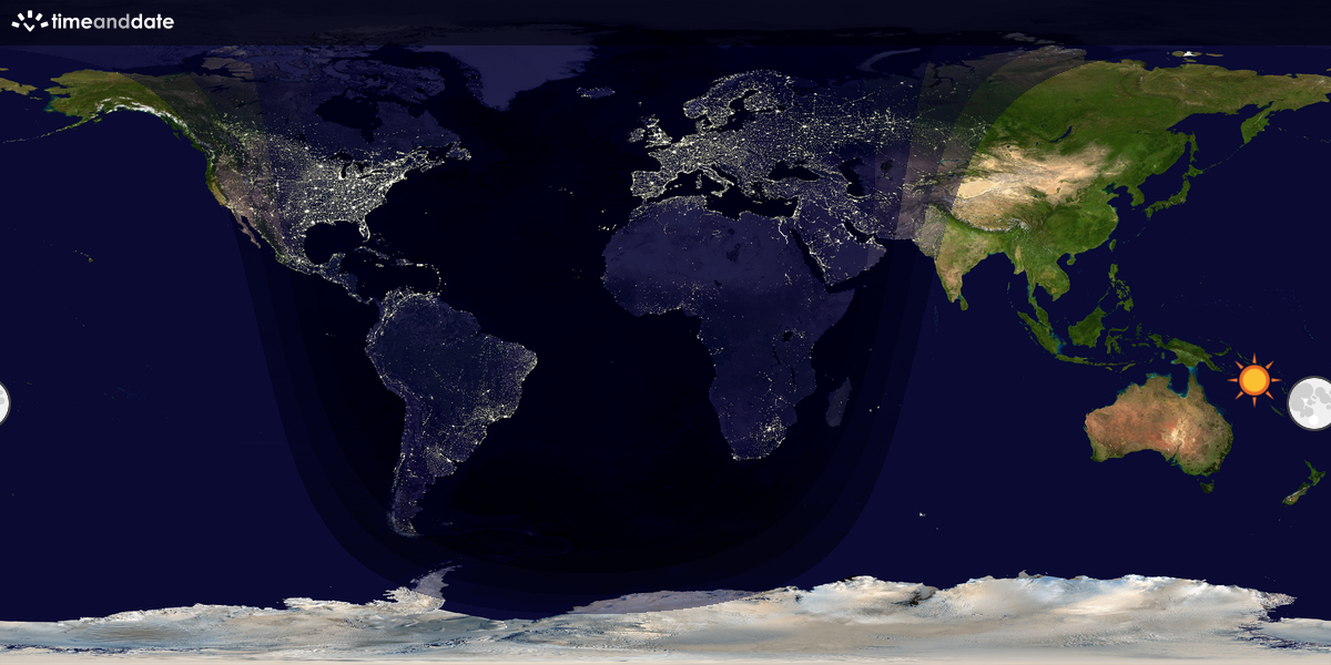 Verdenskart som viser dag og natt 