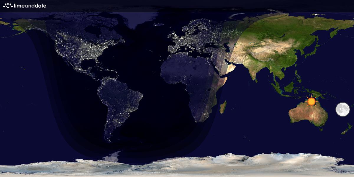 Verdenskart som viser dag og natt 