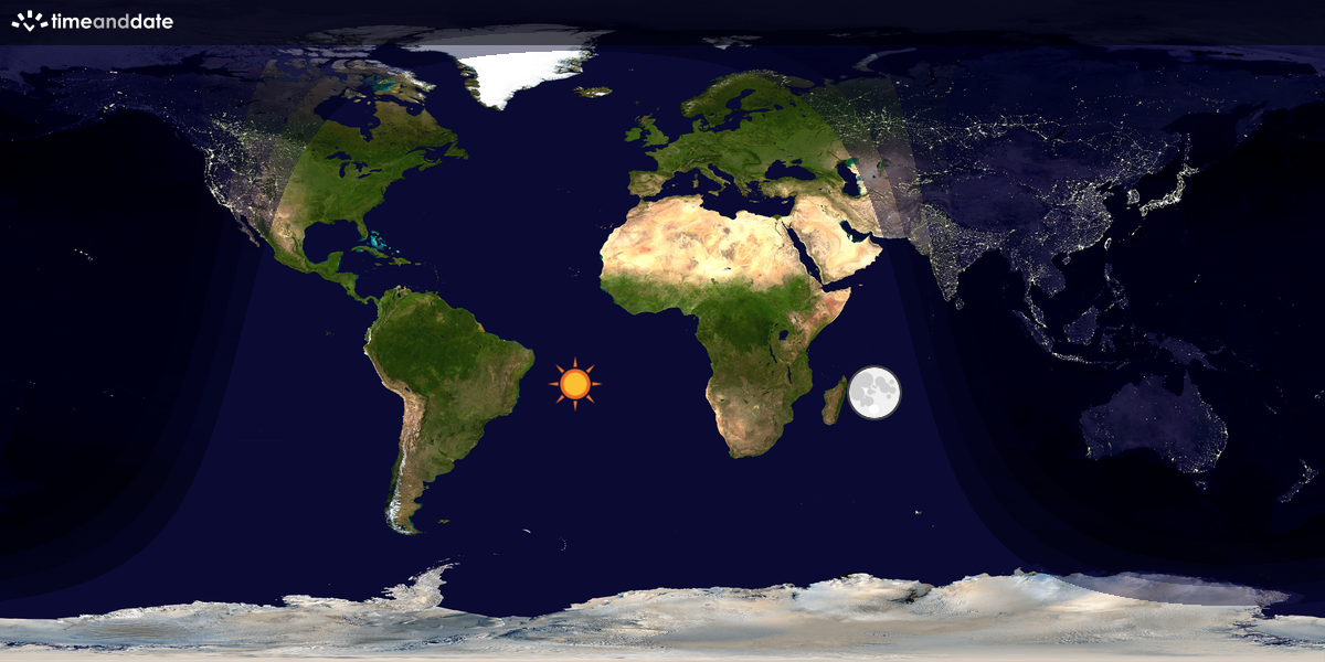 Verdenskart som viser dag og natt 