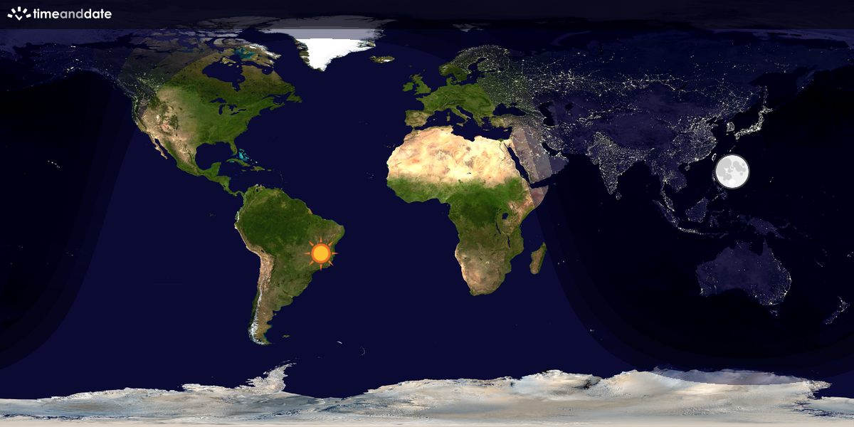 Verdenskart som viser dag og natt 