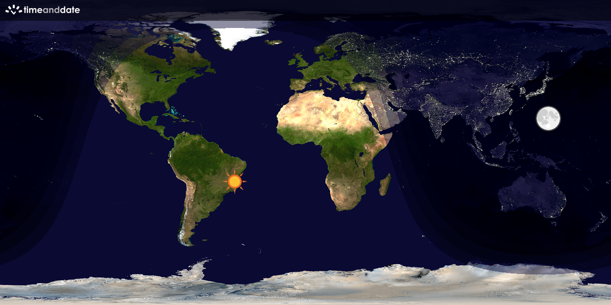 Verdenskart som viser dag og natt 