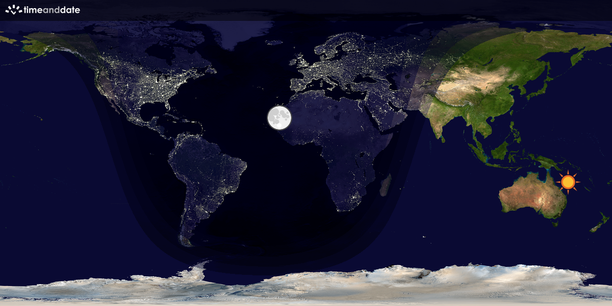 Verdenskart som viser dag og natt 