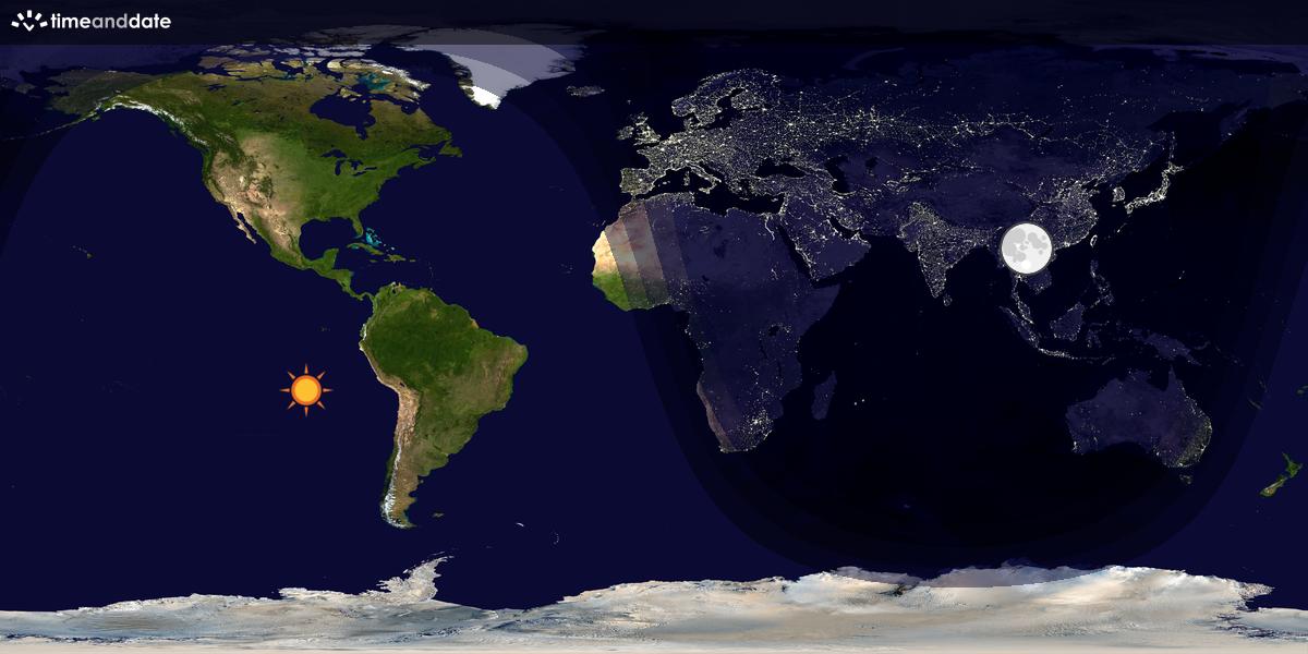 Verdenskart som viser dag og natt 