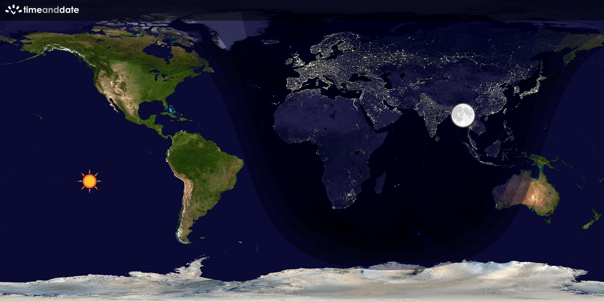 Verdenskart som viser dag og natt 