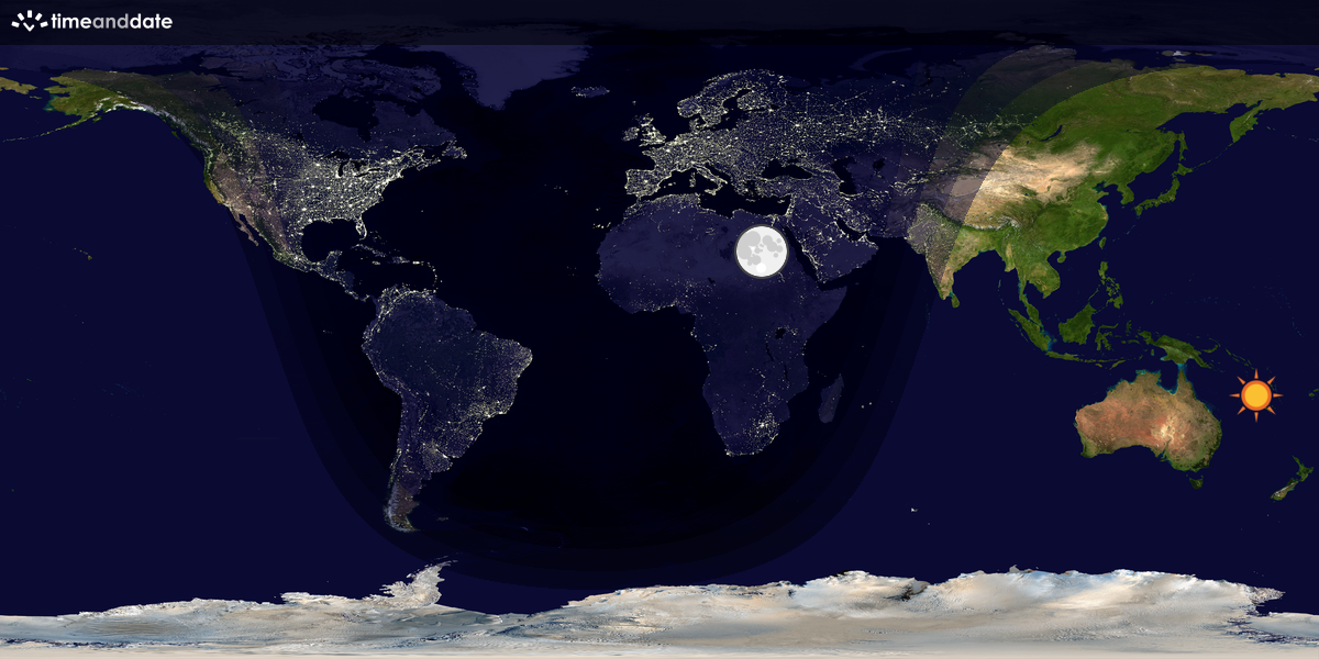 Verdenskart som viser dag og natt 