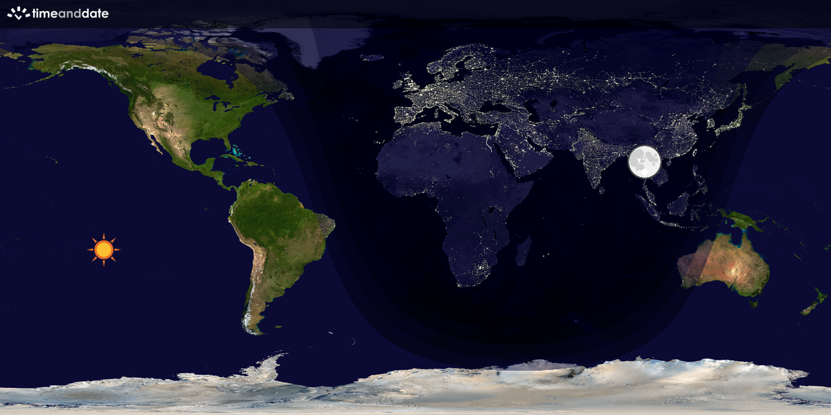 Verdenskart som viser dag og natt 