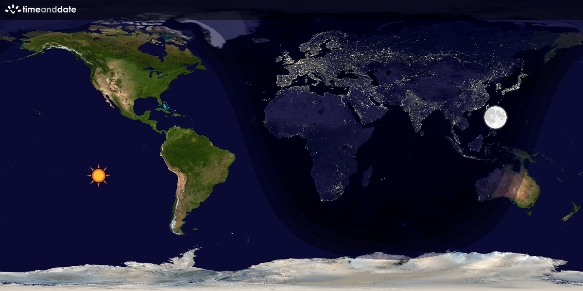 Verdenskart som viser dag og natt 